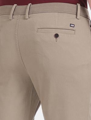 brown solid flat front casual trouser - 17741795 - Standard Image - 5