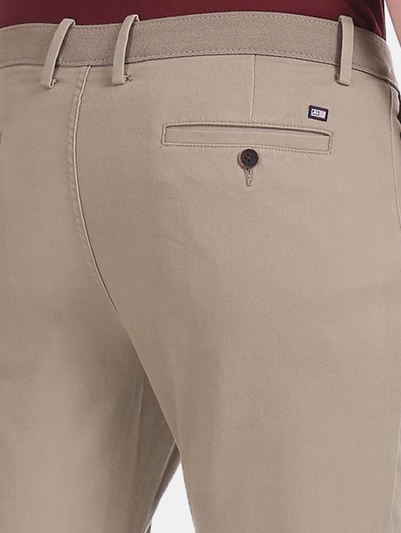 brown solid flat front casual trouser - 17741795 - Zoom Image - 5