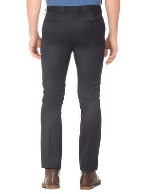 navy blue solid flat front formal trouser - 17741818 - Standard Image - 3