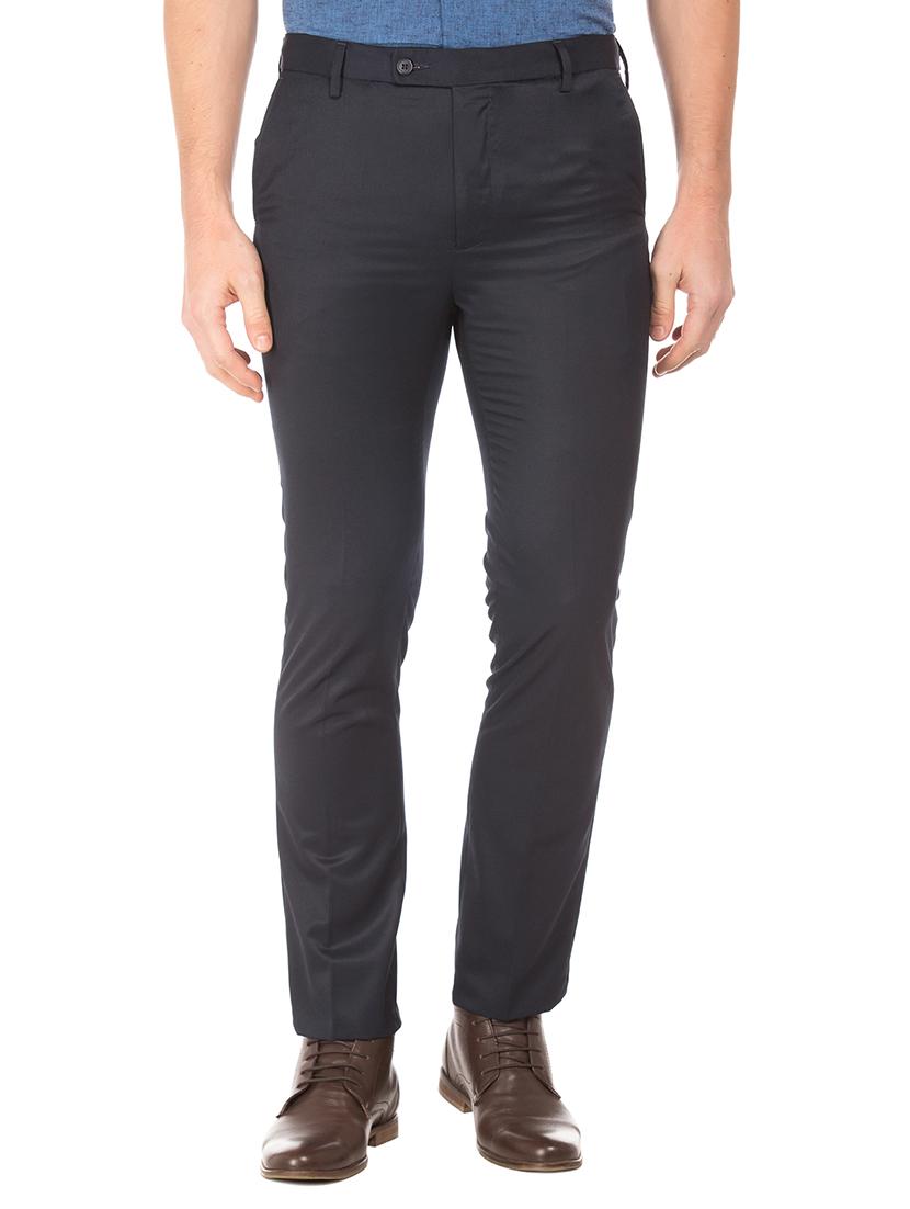 navy blue solid flat front formal trouser - 17741818 - Zoom Image - 1