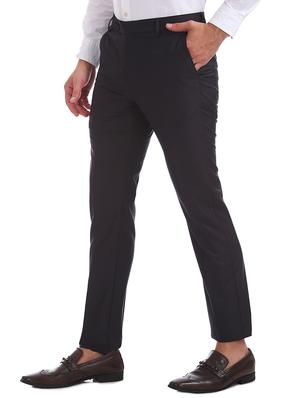 black solid flat front formal trouser - 17741822 -  Standard Image - 1