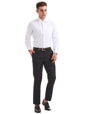 black solid flat front formal trouser - 17741822 - Standard Image - 4