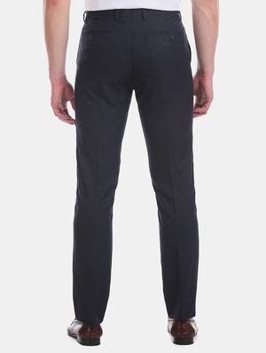 navy blue textured flat front formal trouser - 17741852 - Standard Image - 3