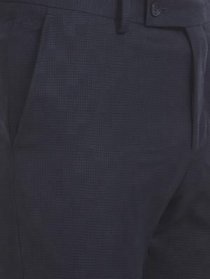 navy blue textured flat front formal trouser - 17741852 - Standard Image - 5