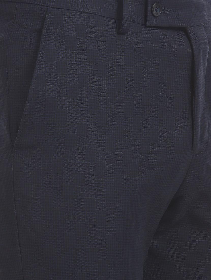 navy blue textured flat front formal trouser - 17741852 - Zoom Image - 5