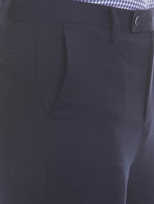 navy blue solid flat front formal trouser - 17741905 - Standard Image - 5