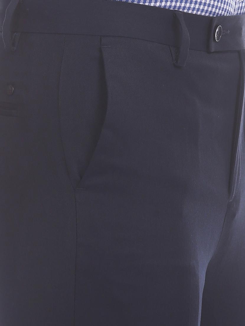 navy blue solid flat front formal trouser - 17741905 - Zoom Image - 5