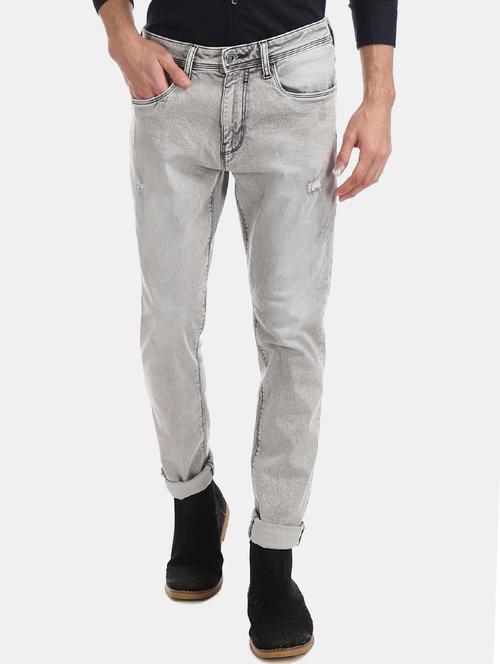 grey heavy washed denim jeans - 17742410 - Standard Image - 1