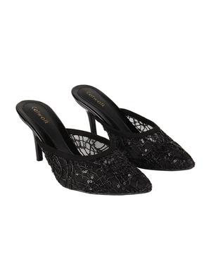 black synthetic slip on pumps - 17743303 - Standard Image - 3