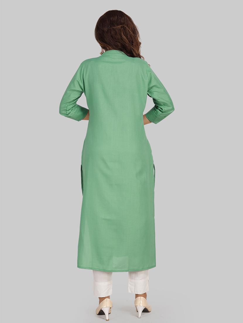 solid embroidered straight kurta - 17743596 - Zoom Image - 3