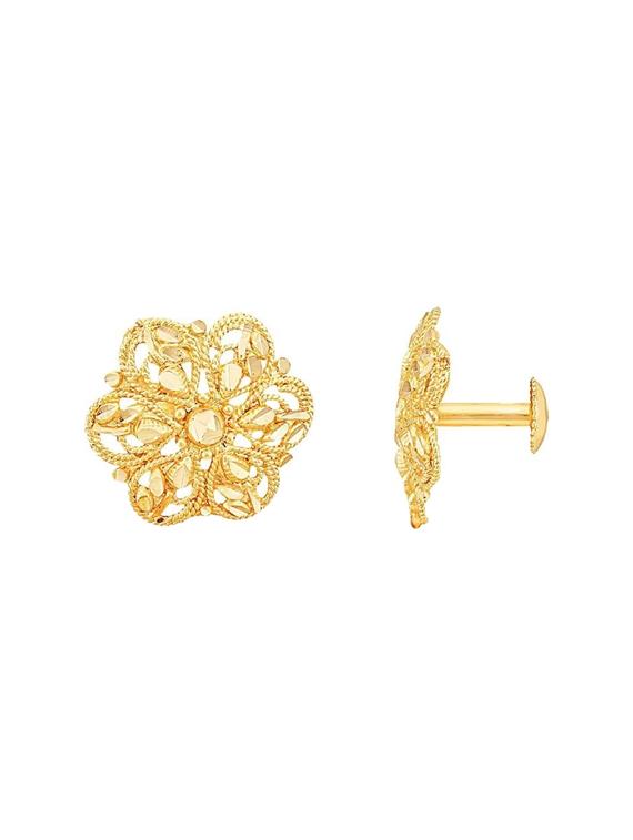 gold brass studs earrings - 17743987 - Zoom Image - 2
