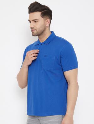 blue solid polo t-shirt - 17744241 - Standard Image - 2