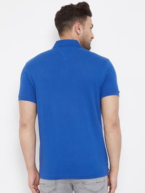 blue solid polo t-shirt - 17744241 - Standard Image - 3