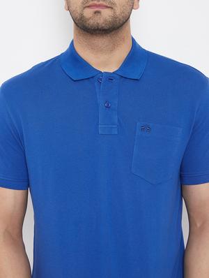 blue solid polo t-shirt - 17744241 - Standard Image - 5