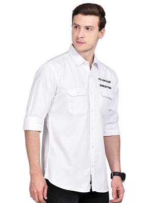white solid casual shirt - 17744246 - Standard Image - 2