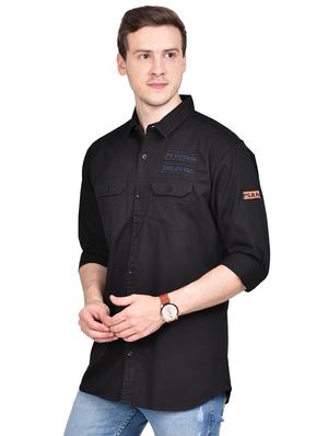 black solid casual shirt - 17744247 - Standard Image - 2