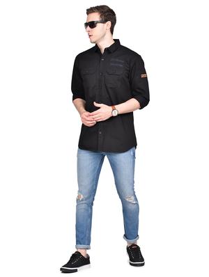 black solid casual shirt - 17744247 - Standard Image - 4