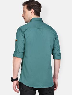 blue solid casual shirt - 17744248 - Standard Image - 3