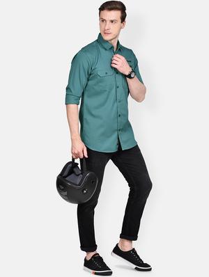 blue solid casual shirt - 17744248 - Standard Image - 4