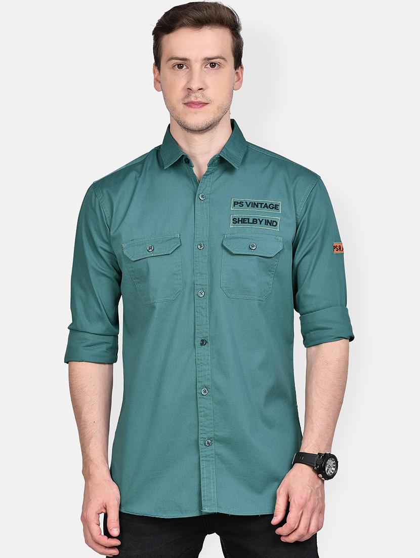 blue solid casual shirt - 17744248 - Zoom Image - 1