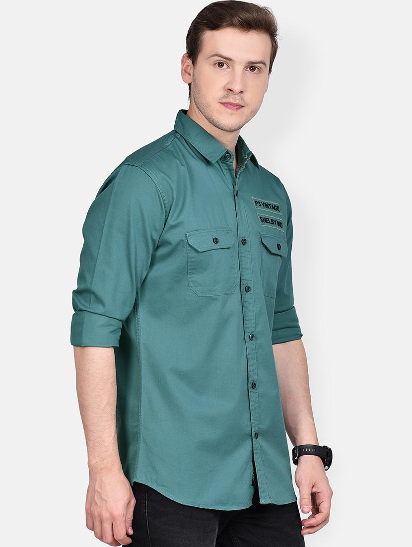 blue solid casual shirt - 17744248 - Zoom Image - 2
