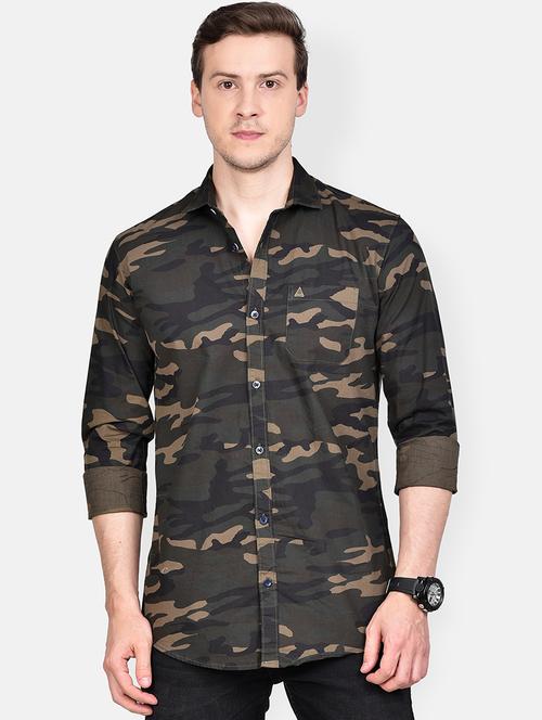 olive green camouflage casual shirt - 17744251 - Standard Image - 1