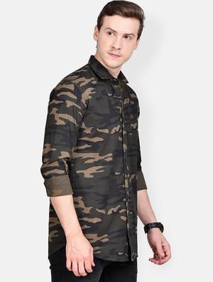 olive green camouflage casual shirt - 17744251 - Standard Image - 2