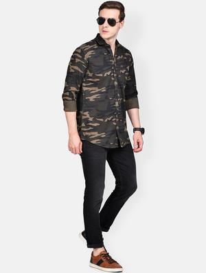 olive green camouflage casual shirt - 17744251 - Standard Image - 4