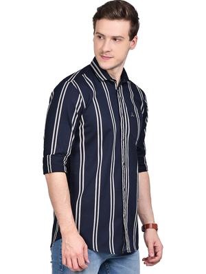 navy blue striped casual shirt - 17744256 - Standard Image - 2