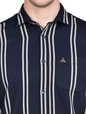 navy blue striped casual shirt - 17744256 - Standard Image - 5