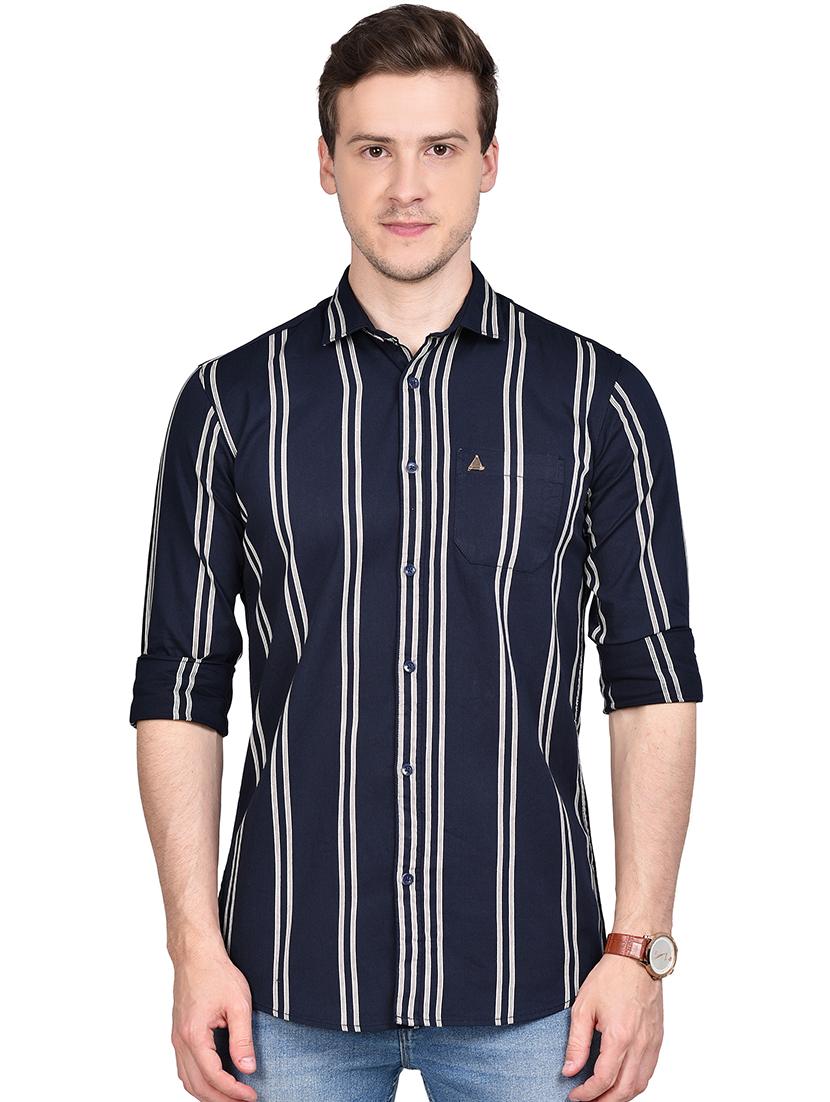navy blue striped casual shirt - 17744256 - Zoom Image - 1