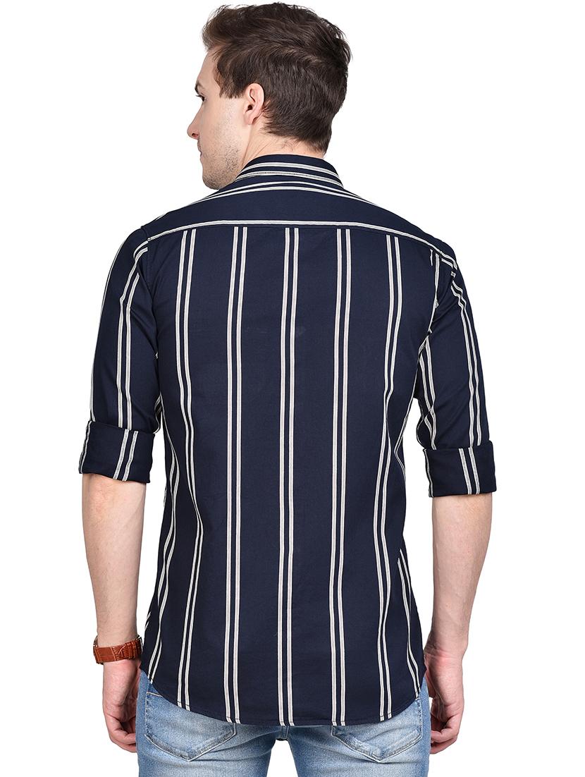 navy blue striped casual shirt - 17744256 - Zoom Image - 3