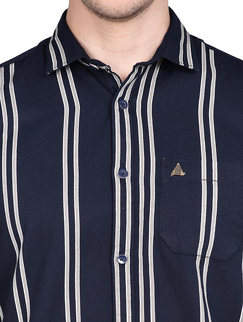 navy blue striped casual shirt - 17744256 - Zoom Image - 5
