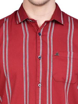 maroon striped casual shirt - 17744257 - Standard Image - 5