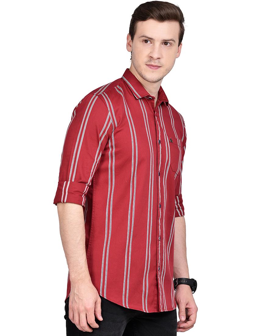 maroon striped casual shirt - 17744257 - Zoom Image - 2
