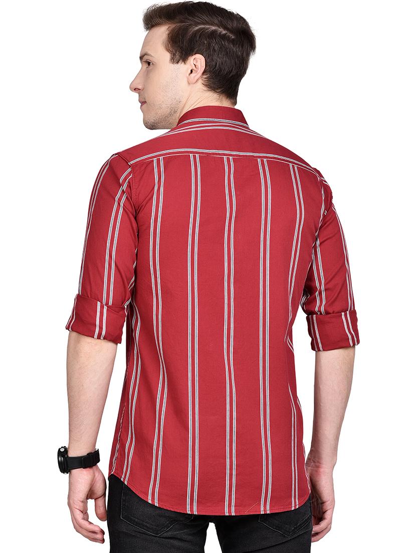 maroon striped casual shirt - 17744257 - Zoom Image - 3