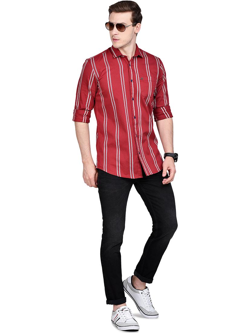 maroon striped casual shirt - 17744257 - Zoom Image - 4