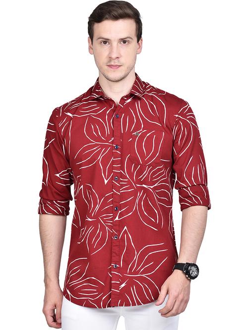maroon printed casual shirt - 17744259 - Standard Image - 1