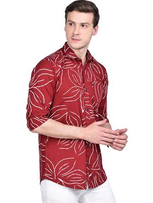 maroon printed casual shirt - 17744259 - Standard Image - 2