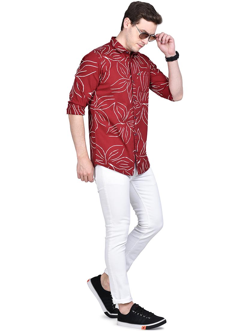 maroon printed casual shirt - 17744259 - Zoom Image - 4