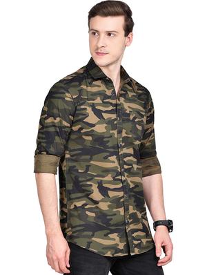 olive green camouflage casual shirt - 17744261 - Standard Image - 2