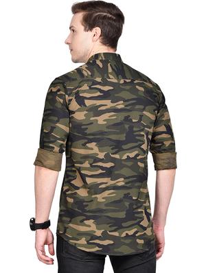 olive green camouflage casual shirt - 17744261 - Standard Image - 3