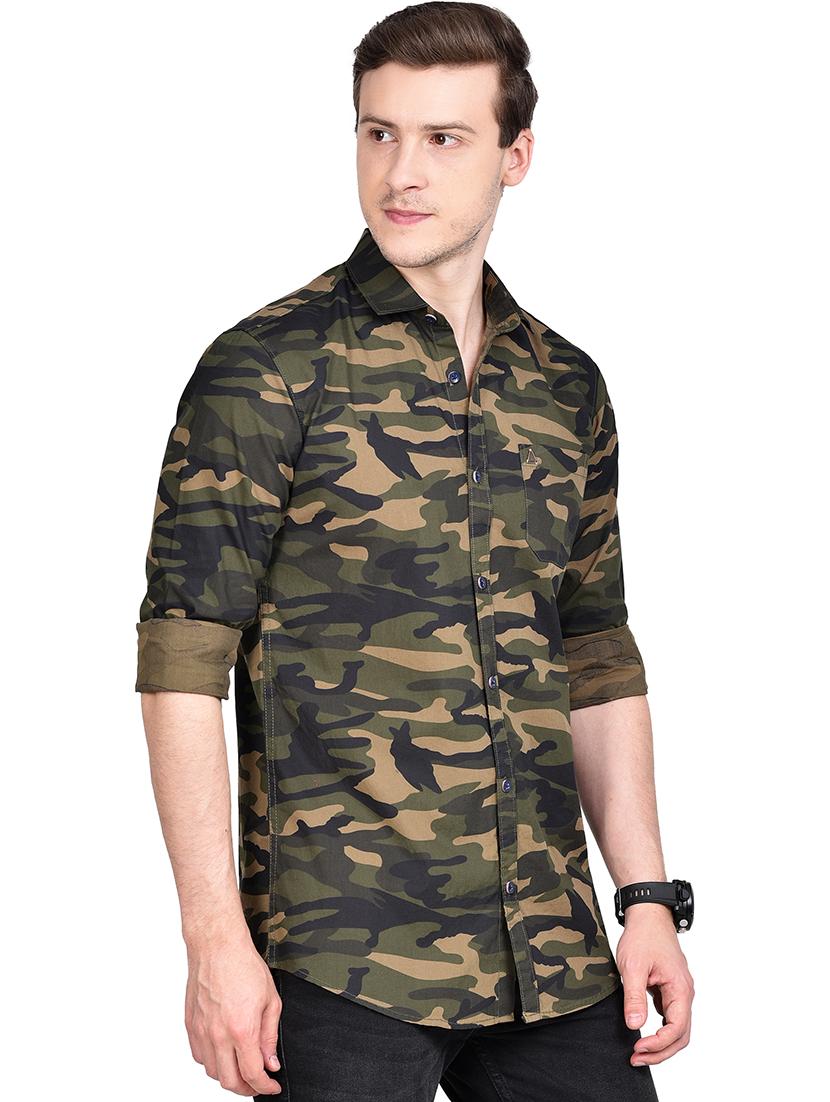 olive green camouflage casual shirt - 17744261 - Zoom Image - 2