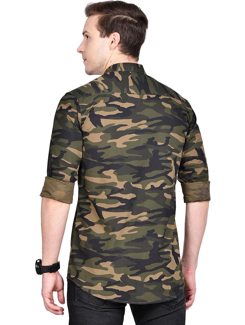 olive green camouflage casual shirt - 17744261 - Zoom Image - 3