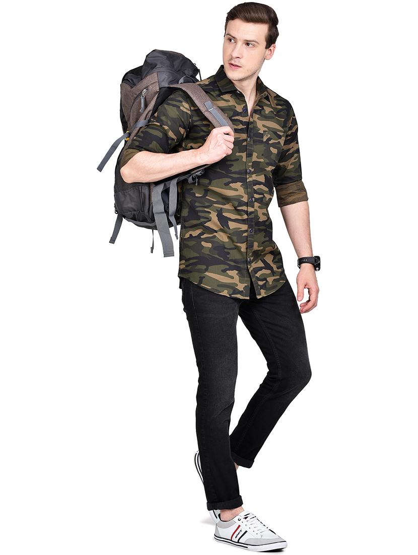 olive green camouflage casual shirt - 17744261 - Zoom Image - 4