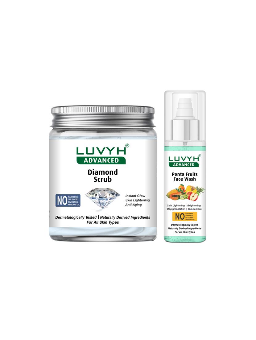 luvyh advanced diamond scrub-pack of 1x500gm and luvyh advanced penta fruits face wash -pack of 1x100ml - 17744819 - Zoom Image - 1