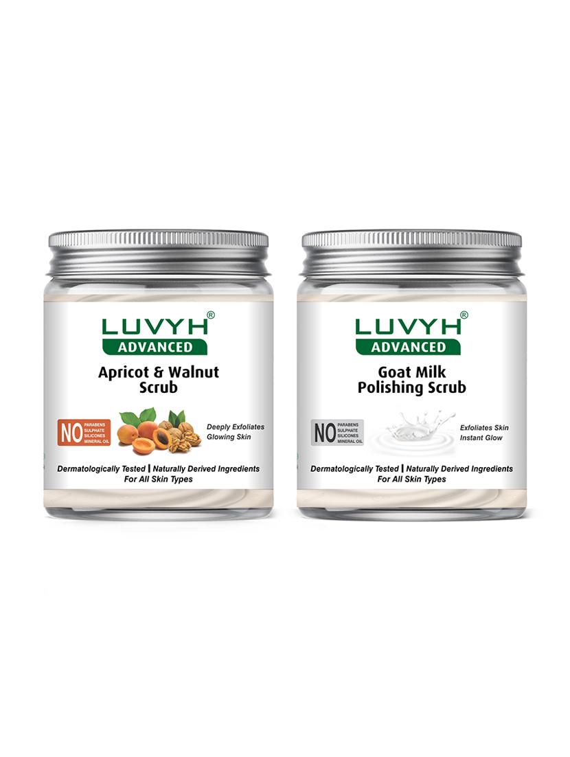 luvyh advanced apricot & walnut scrub -pack of 1x500gm and luvyh advanced goat milk polishing scrub-pack of 1x500gm - 17745079 - Zoom Image - 1