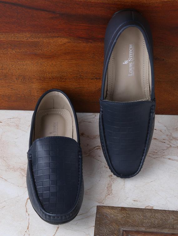 blue leather slip on loafers - 17746225 - Zoom Image - 2