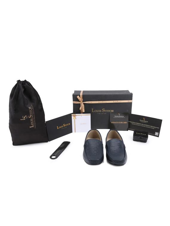 blue leather slip on loafers - 17746225 - Zoom Image - 5