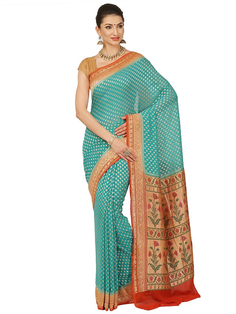 zari work banarasi saree with blouse - 17748098 - Zoom Image - 1